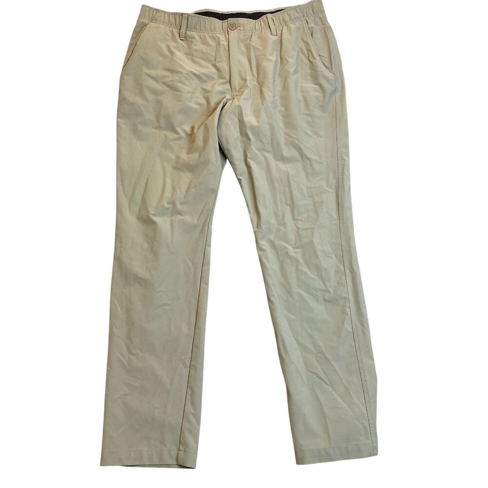 Under Armour Men's Golf Pants 38x32 Beige Straight-Leg With Stretch Fabric